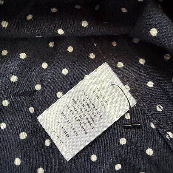 Talbots Womens Navy and White Polka Dot Wrinkle Free Size 10 - Picture 6 of 7